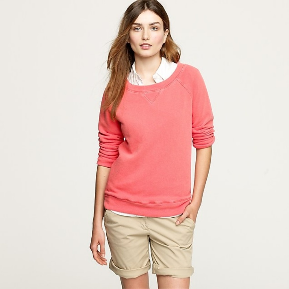 J CREW sun drenched neon sweatshirt‣garment dyed